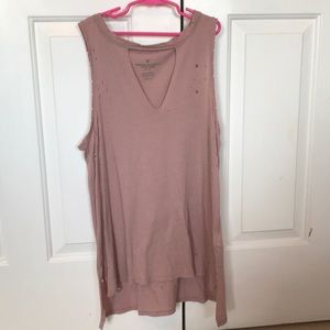 Pink Muscle Tank top with distressings